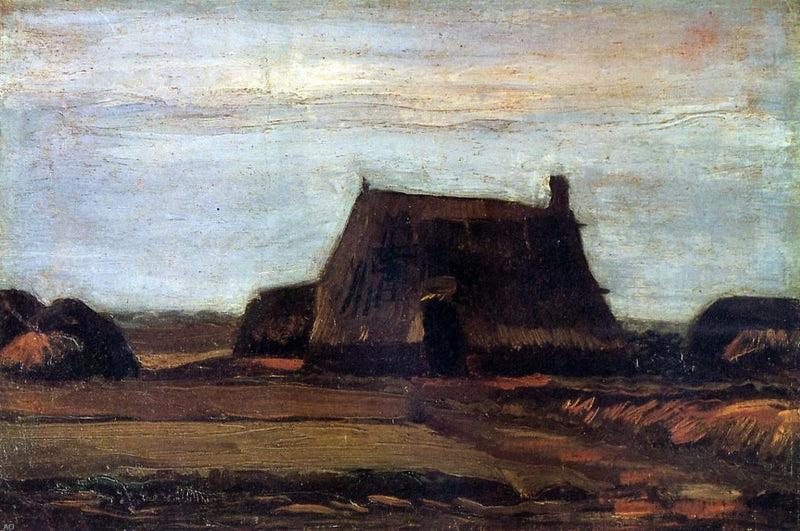 The Farmhouse with Peat Stacks by Vincent Van Gogh - Hand Painted Oil Painting