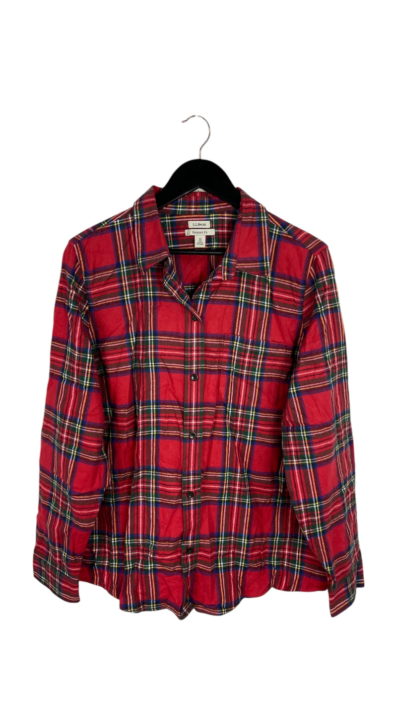 VTG LL Bean Red Flannel Shirt Sz L/XL