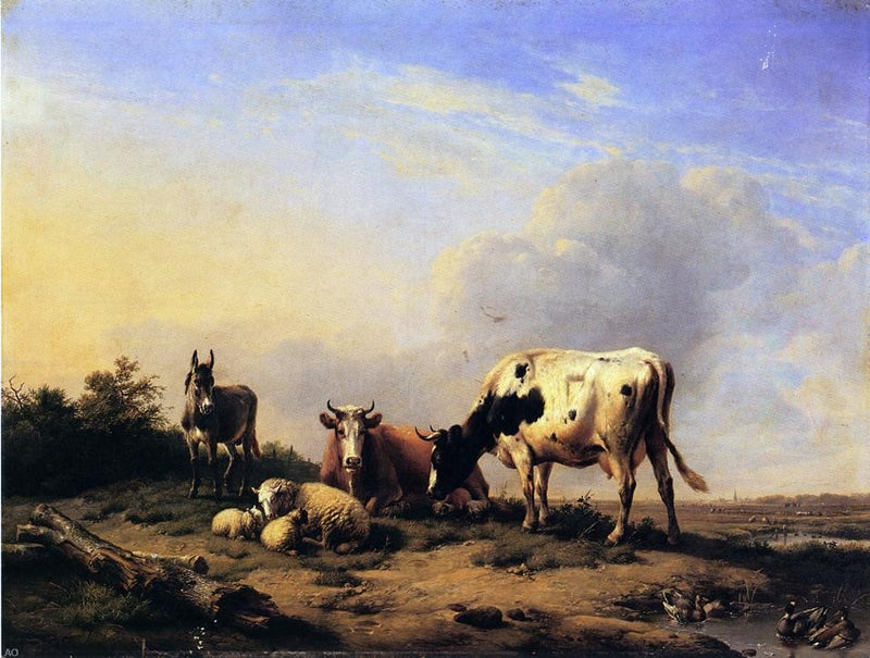 A Gathering in the Pasture by Eugene Verboeckhoven - Hand Painted Oil Painting