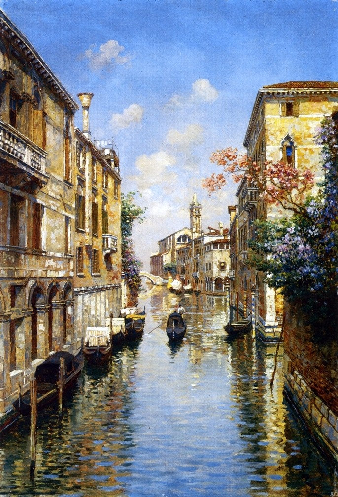 Venetian Canal by Luigi Lanza - Hand Painted Oil Painting