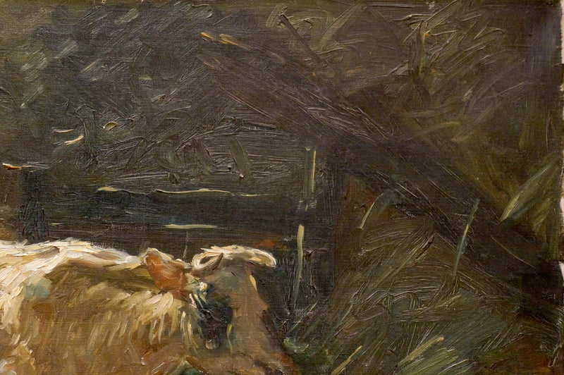 Oil painting Cow at the pond