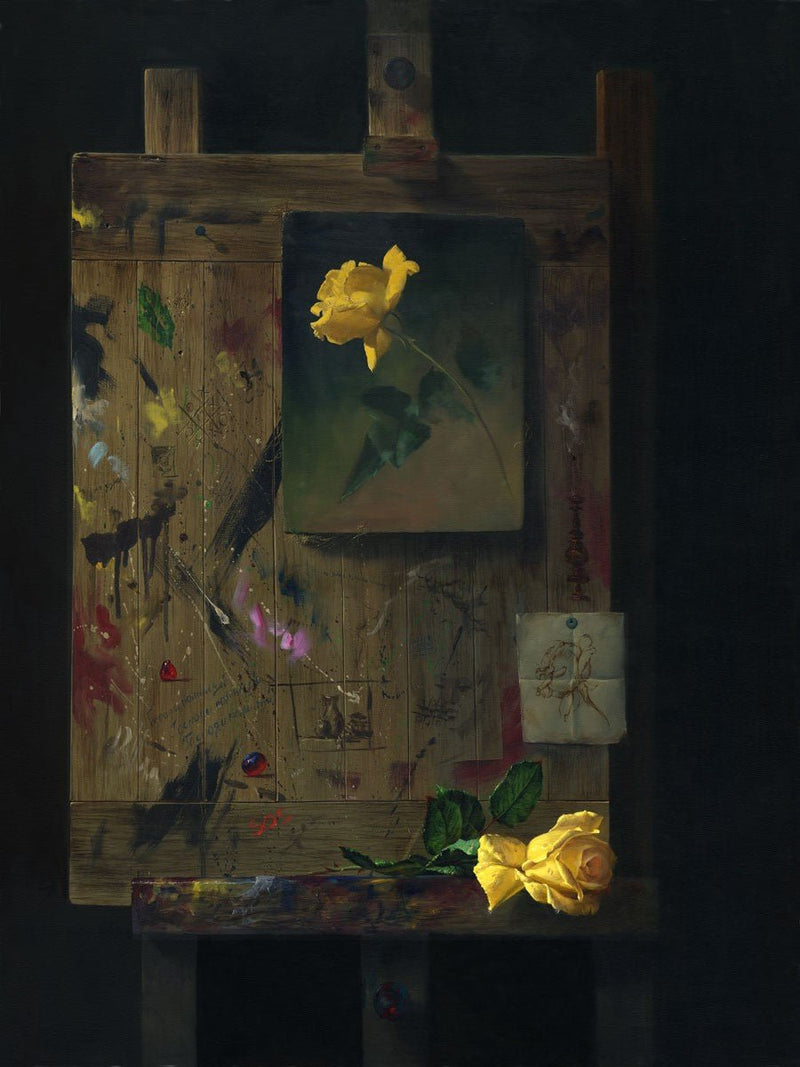 Still Life with Easel and Yellow Roses