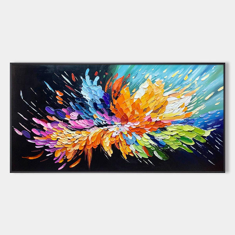 COSMIC BURST: Textured Impasto Abstract Oil Painting