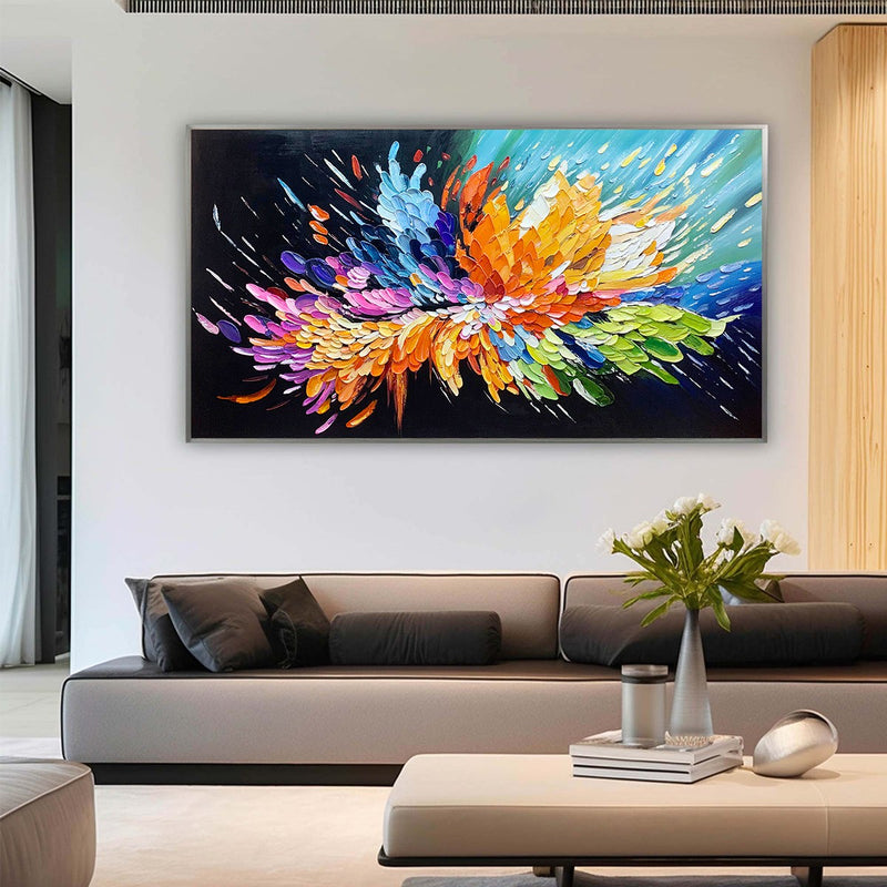COSMIC BURST: Textured Impasto Abstract Oil Painting