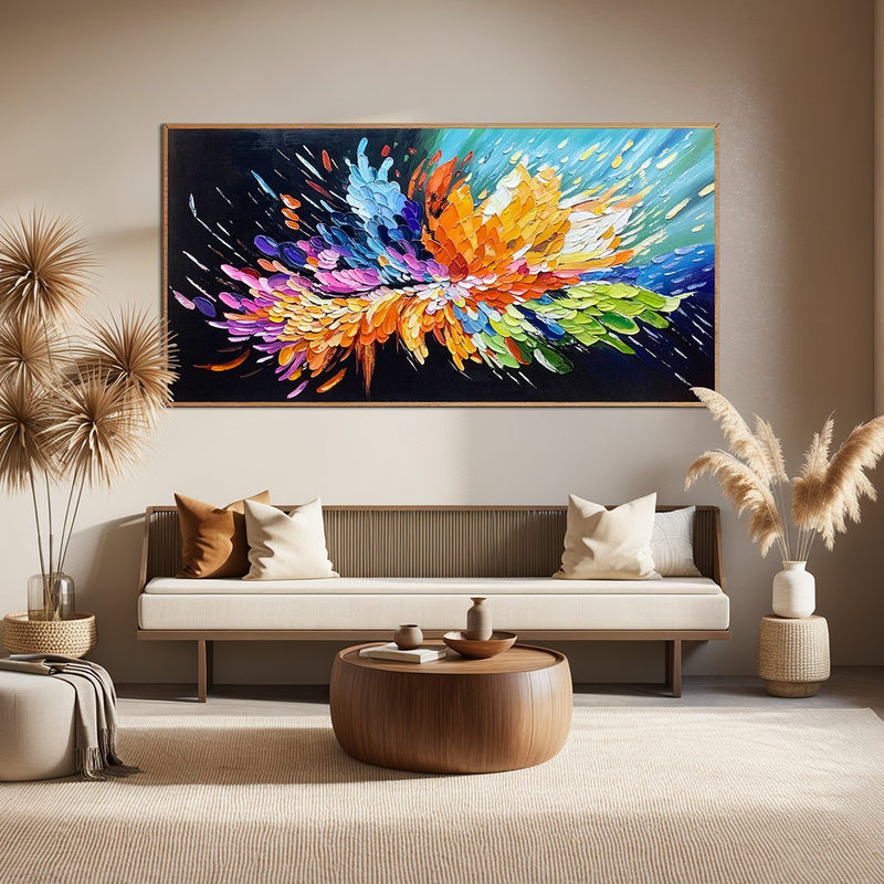 COSMIC BURST: Textured Impasto Abstract Oil Painting