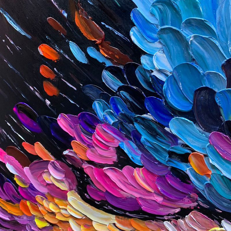 COSMIC BURST: Textured Impasto Abstract Oil Painting