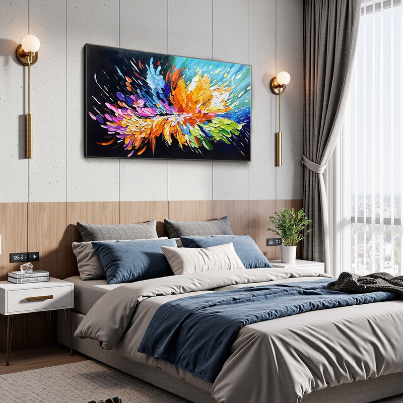 COSMIC BURST: Textured Impasto Abstract Oil Painting
