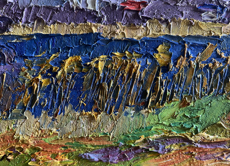 Oil painting River and golden field Boris Serdyuk