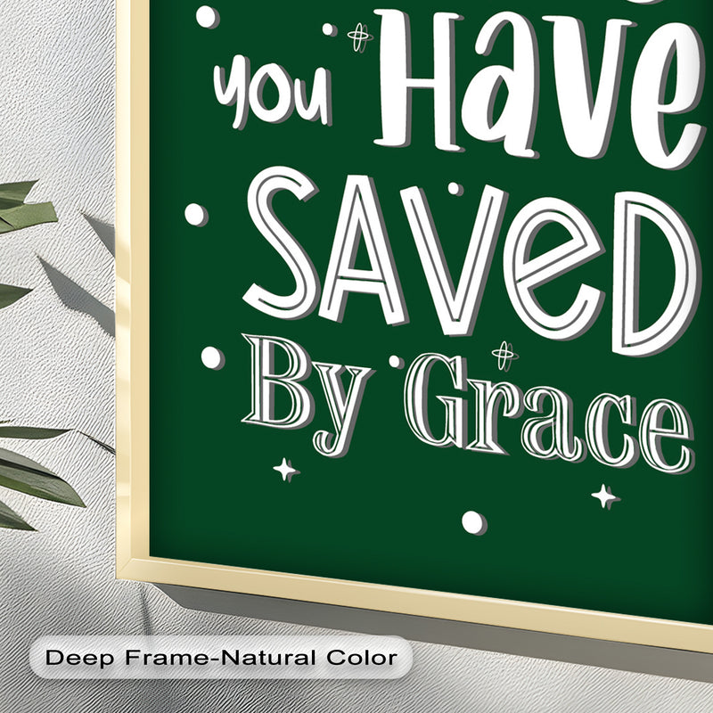 Saved by Grace – Christian Bible Verse Oil Painting