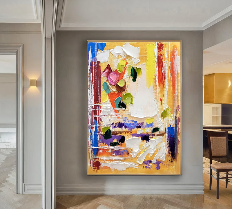 Modern Abstract Art for Living room, Vivid Color Impasto Oil Painting on Canvas