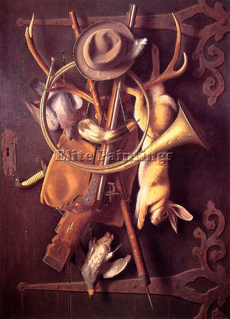 WILLIAM MICHAEL HARNETT AFTER THE HUNT 1884 ARTIST PAINTING HANDMADE OIL CANVAS