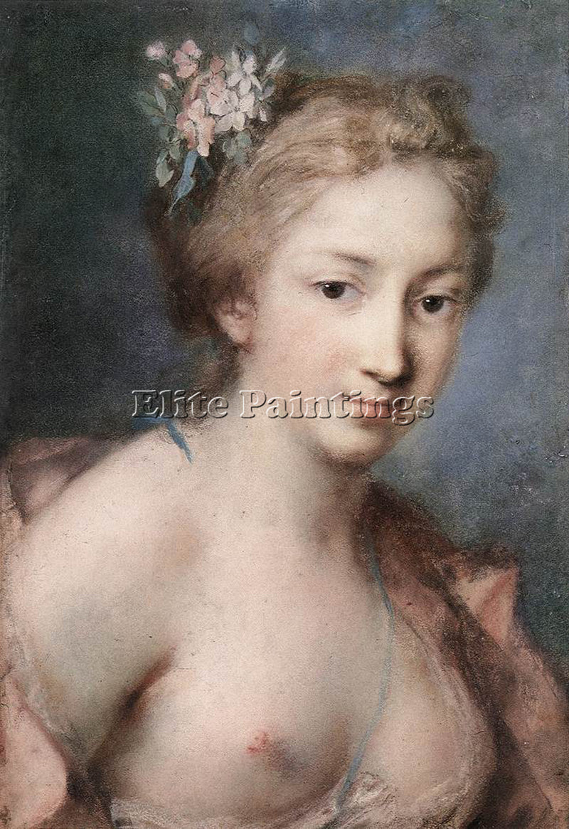 ITALIAN CARRIERA ROSALBA FLORA ARTIST PAINTING REPRODUCTION HANDMADE OIL CANVAS