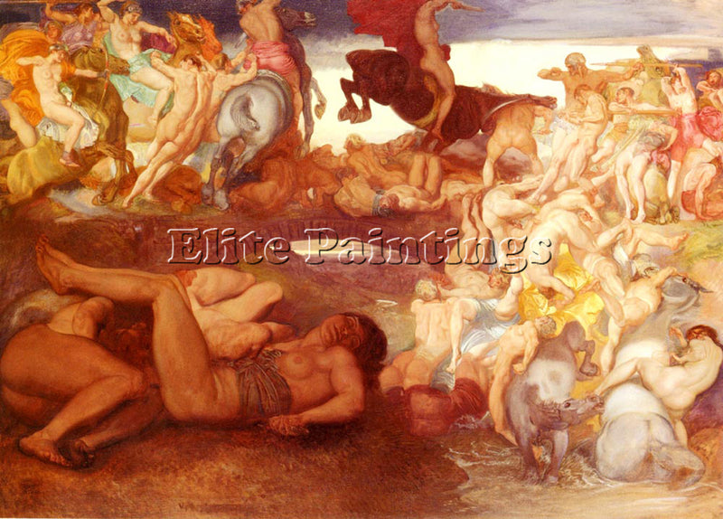 RUDOLF JETTMAR KAMPFENDE AMAZONEN ARTIST PAINTING REPRODUCTION HANDMADE OIL DECO