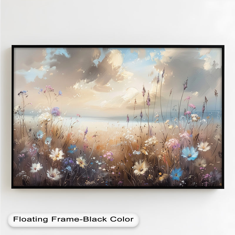 Spring Wildflowers Landscape – Tranquil Nature Oil Painting