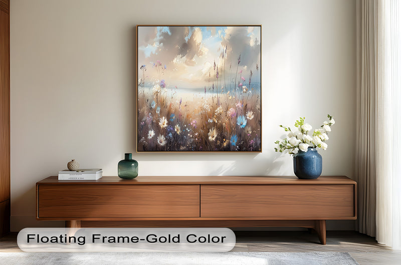 Spring Wildflowers Landscape – Tranquil Nature Oil Painting