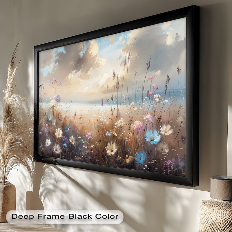 Spring Wildflowers Landscape – Tranquil Nature Oil Painting