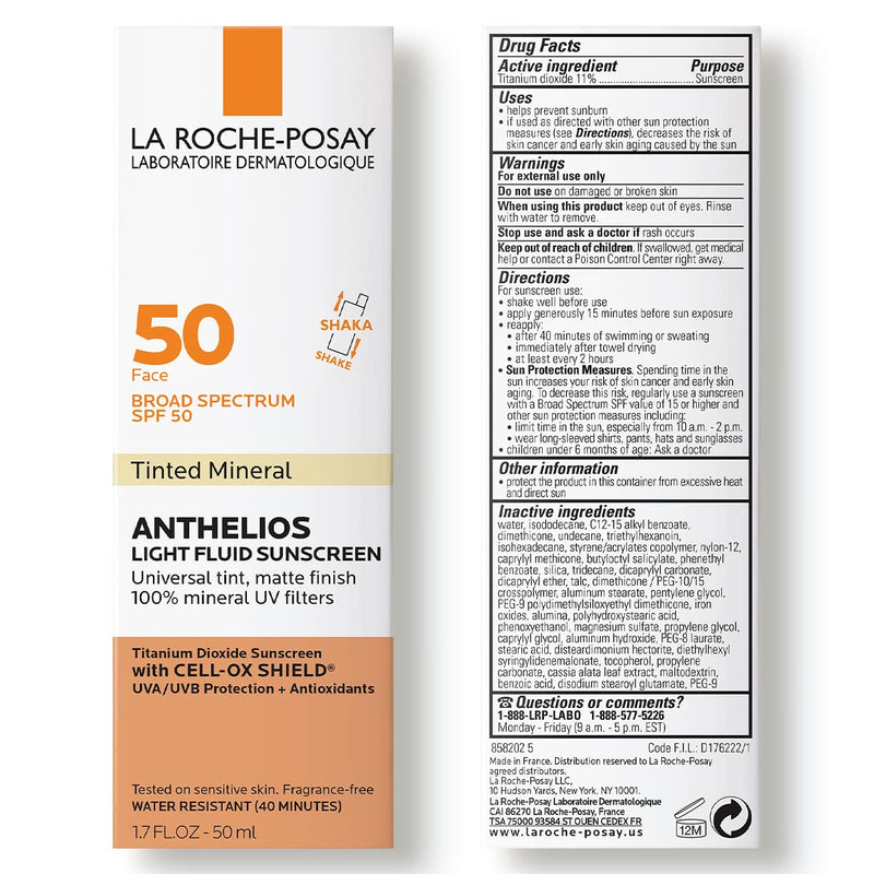 La Roche-Posay Anthelios Tinted SPF 50 Sunscreen & Toleriane Gentle Cleanser Travel Set - With Titanium Dioxide & Niacinamide