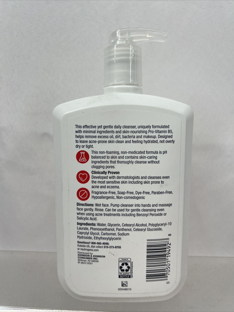 Neutrogena Ultra Gentle Daily Cleanser Acne Prone Skin Pro-Vitamin B5 16oz