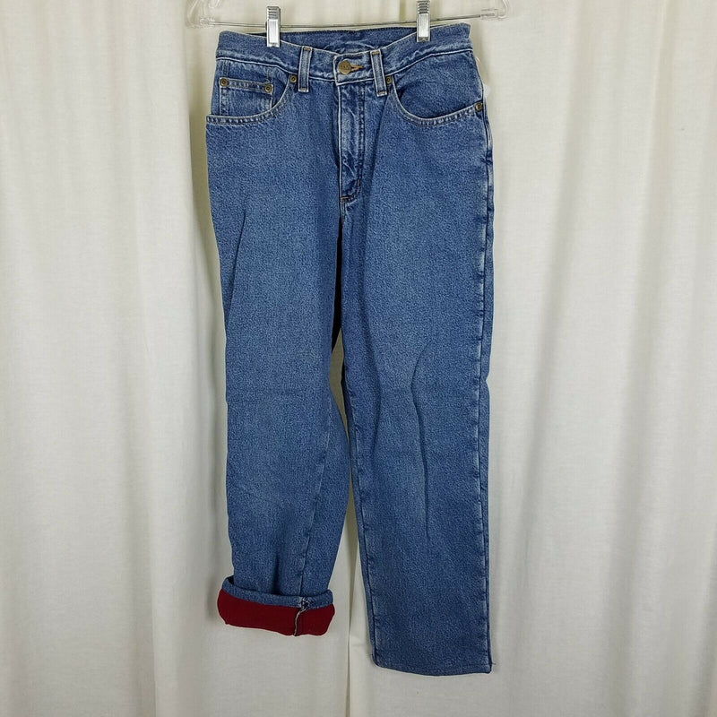 LL Bean Double L Relaxed Fit Fleece Lined Denim Blue Jeans Womens 4R Insulated