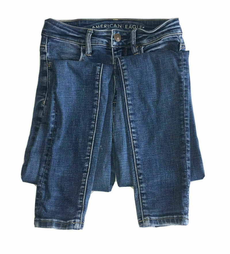 Women's American Eagle Jeans Denim Pants Size 00 Regular Super Hi-Rise Jegging