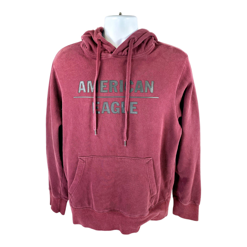 American Eagle Men’s Burgundy Long Sleeve Pullover Hoodie Sweatshirt - M