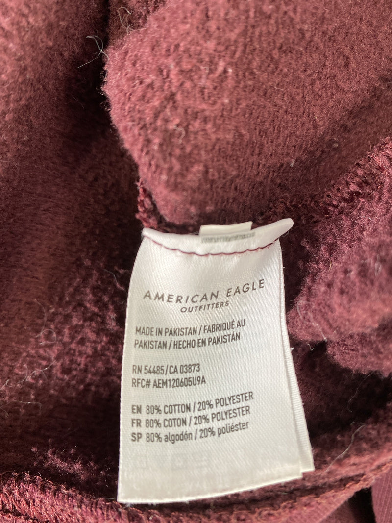 American Eagle Men’s Burgundy Long Sleeve Pullover Hoodie Sweatshirt - M