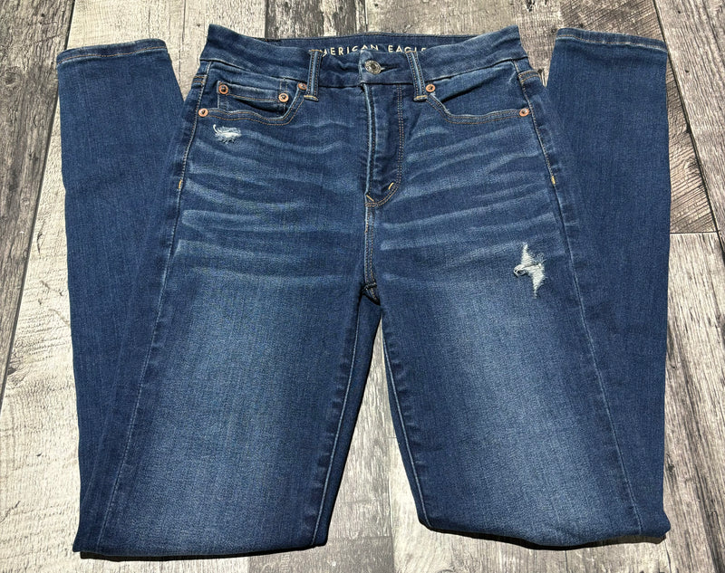American Eagle blue high rise ripped jegging - Hers size 0