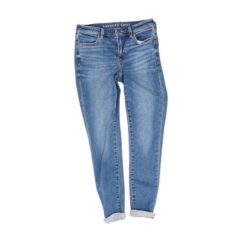 Blue Solid High Rise Skinny Leg Jeans