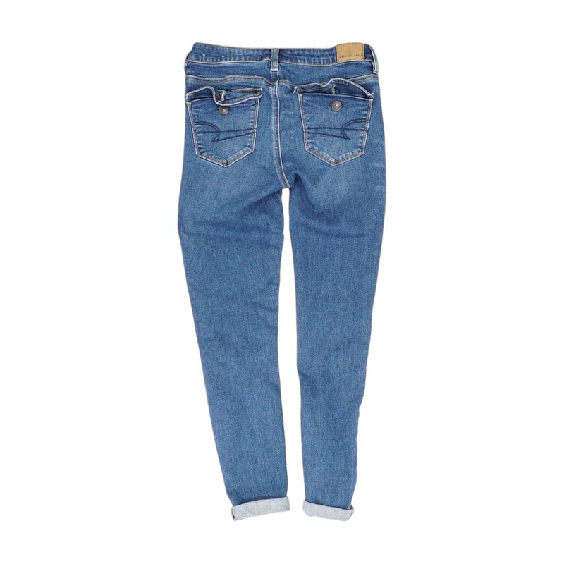 Blue Solid High Rise Skinny Leg Jeans