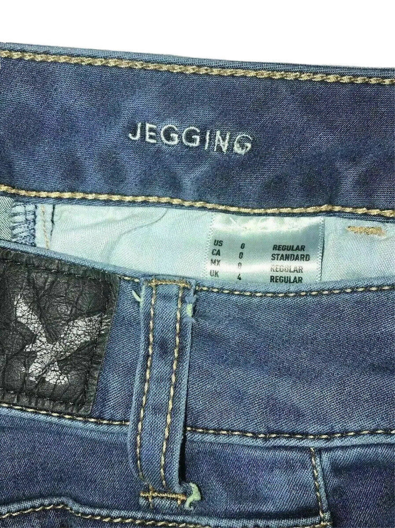 Women's American Eagle Jeans Denim Pants Size 0 Regular Jegging Super Stretch