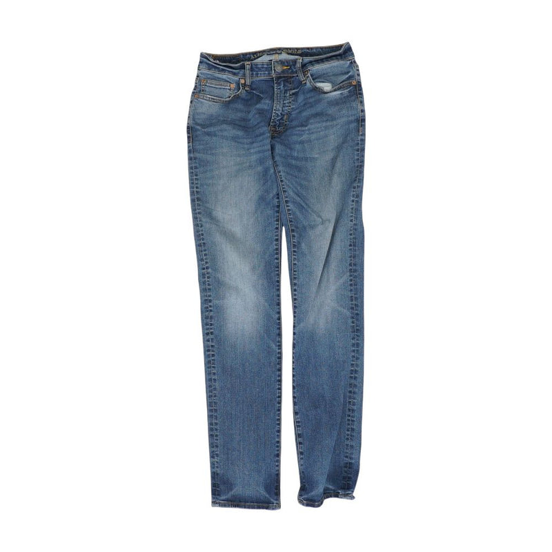 Blue Solid Slim Straight Jeans