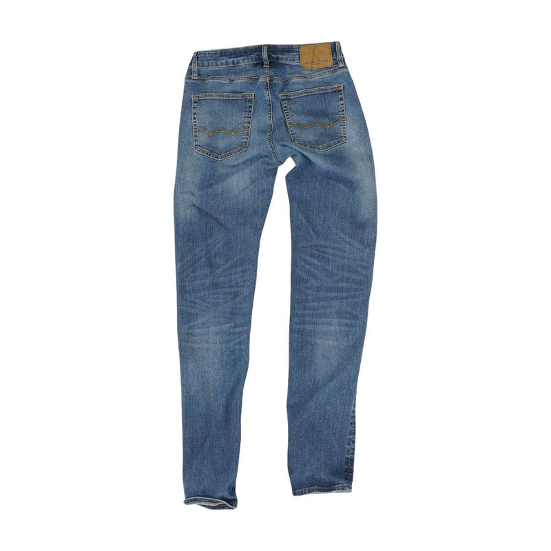 Blue Solid Slim Straight Jeans