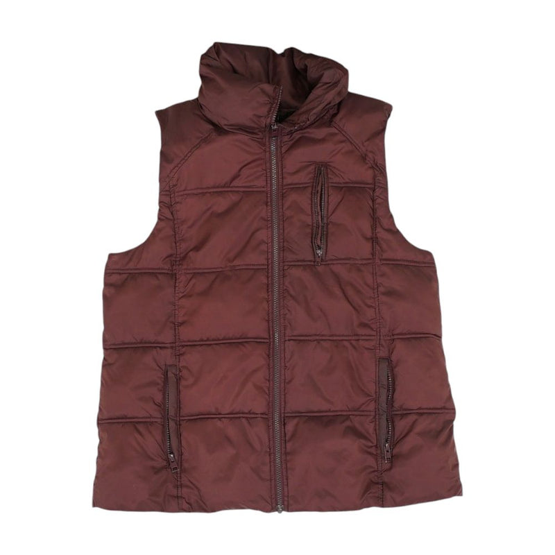 Burgundy Solid Puffer Vest