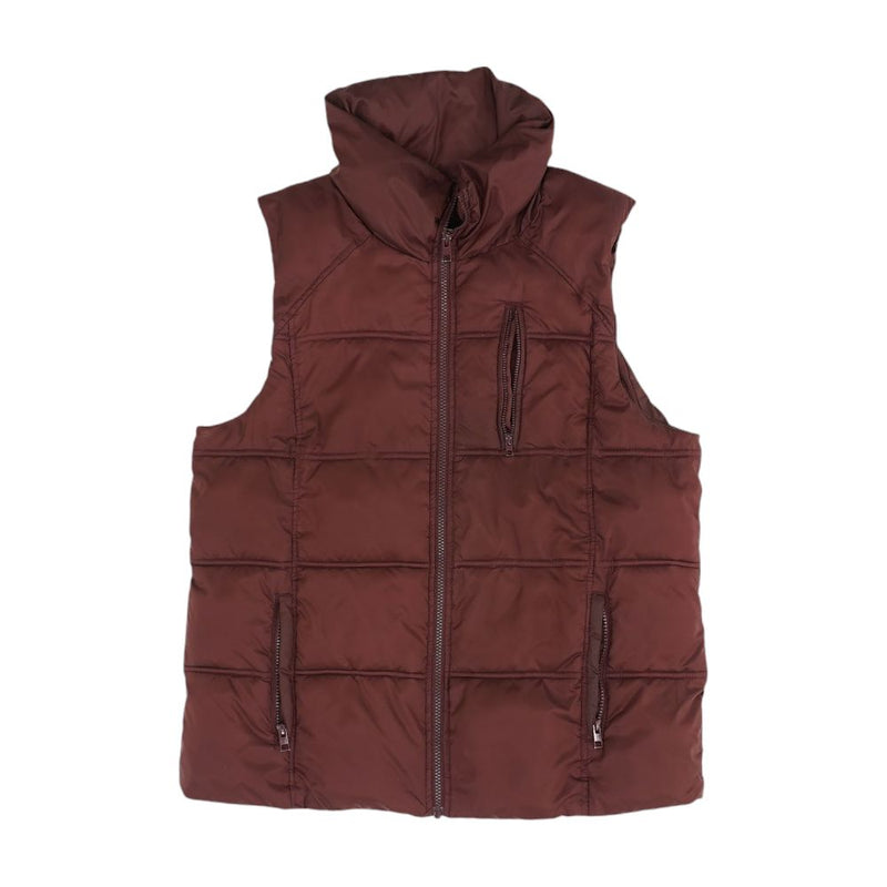 Burgundy Solid Puffer Vest