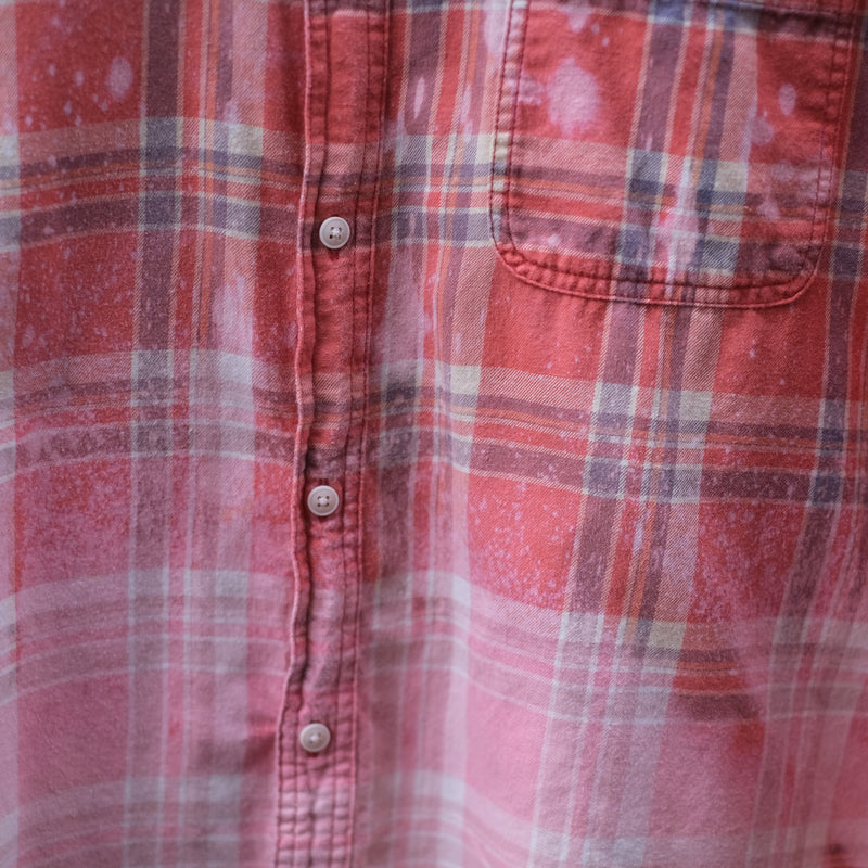 Soft Peachsicle Dipped Trashed Flannel