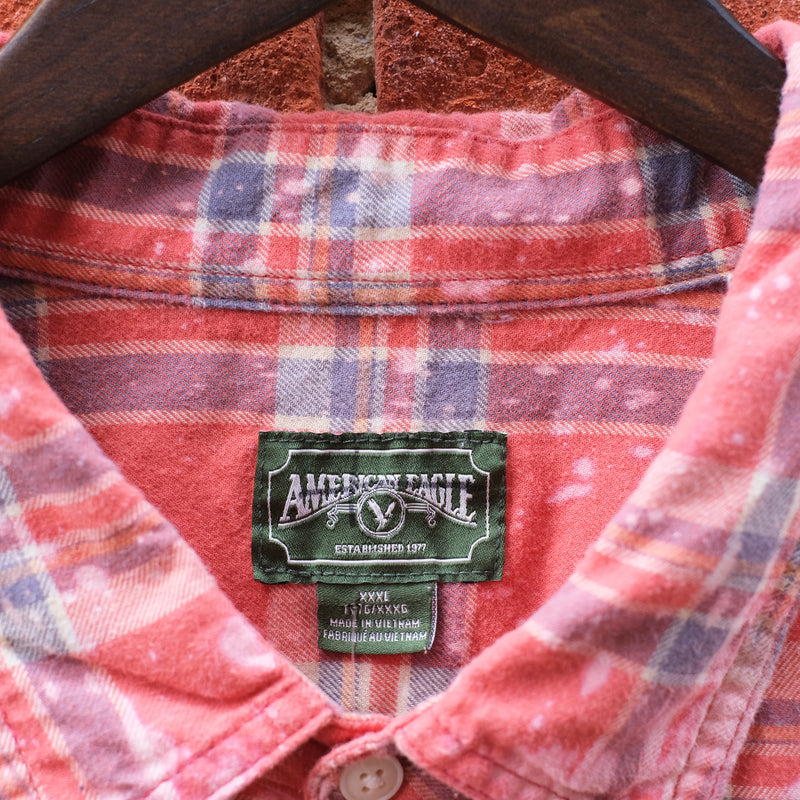 Soft Peachsicle Dipped Trashed Flannel