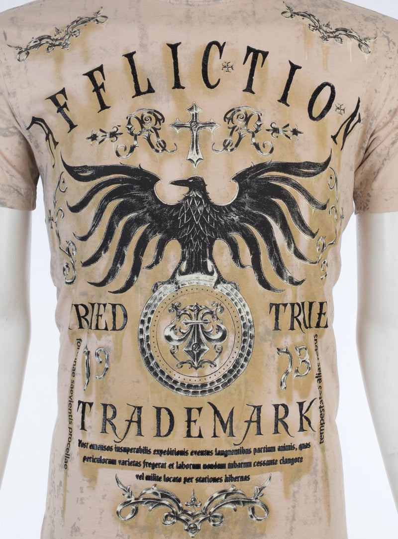 AFFLICTION Tried & True American Eagle Sand Regular Fit Mens T-shirt Mens S-2XL
