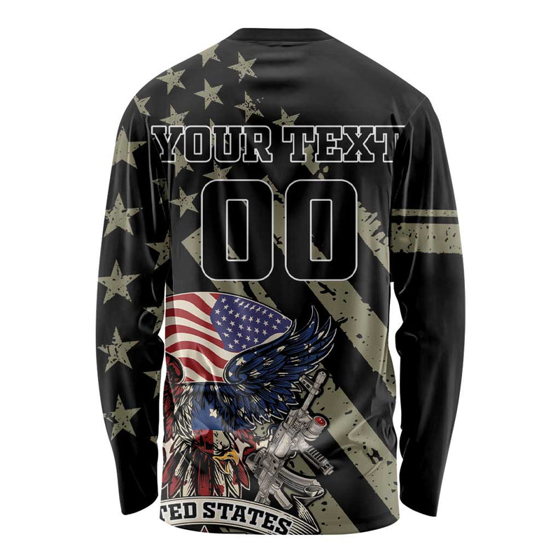 Custom Remembrance Day Long Sleeve Shirt American Eagle With USA Flags LT18