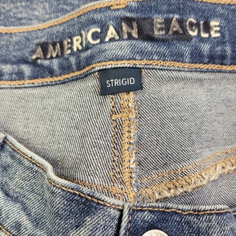 New American Eagle Size 0 Strigid Medium Wash High Waist Denim Jean Shorts