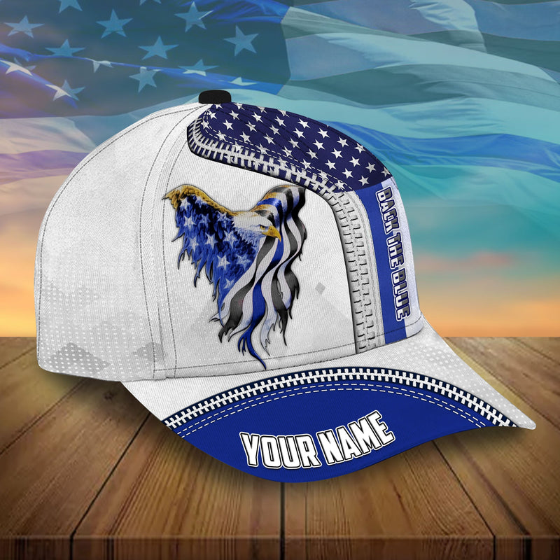 Personalized The Thin Blue Line Hats Back The Blue American Eagle Cap