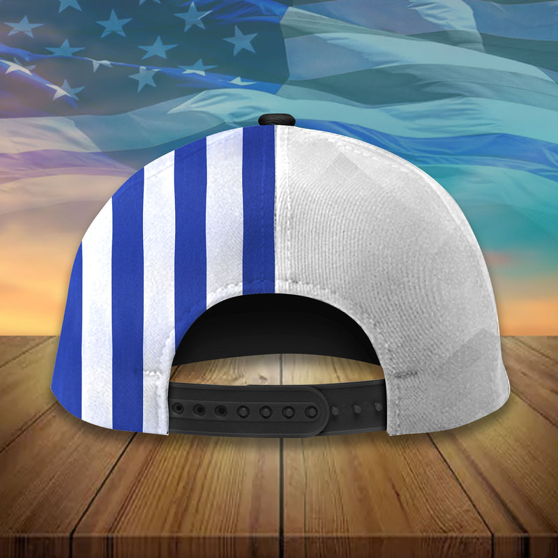 Personalized The Thin Blue Line Hats Back The Blue American Eagle Cap