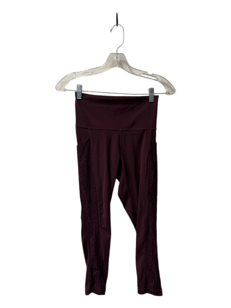 Athleta Size XS Burgundy Cotton Blend Sports Bra Lace High Waist Athletic Set
