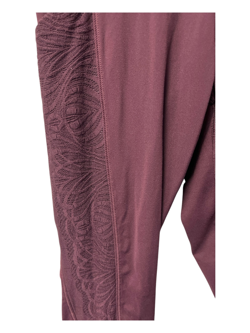 Athleta Size XS Burgundy Cotton Blend Sports Bra Lace High Waist Athletic Set