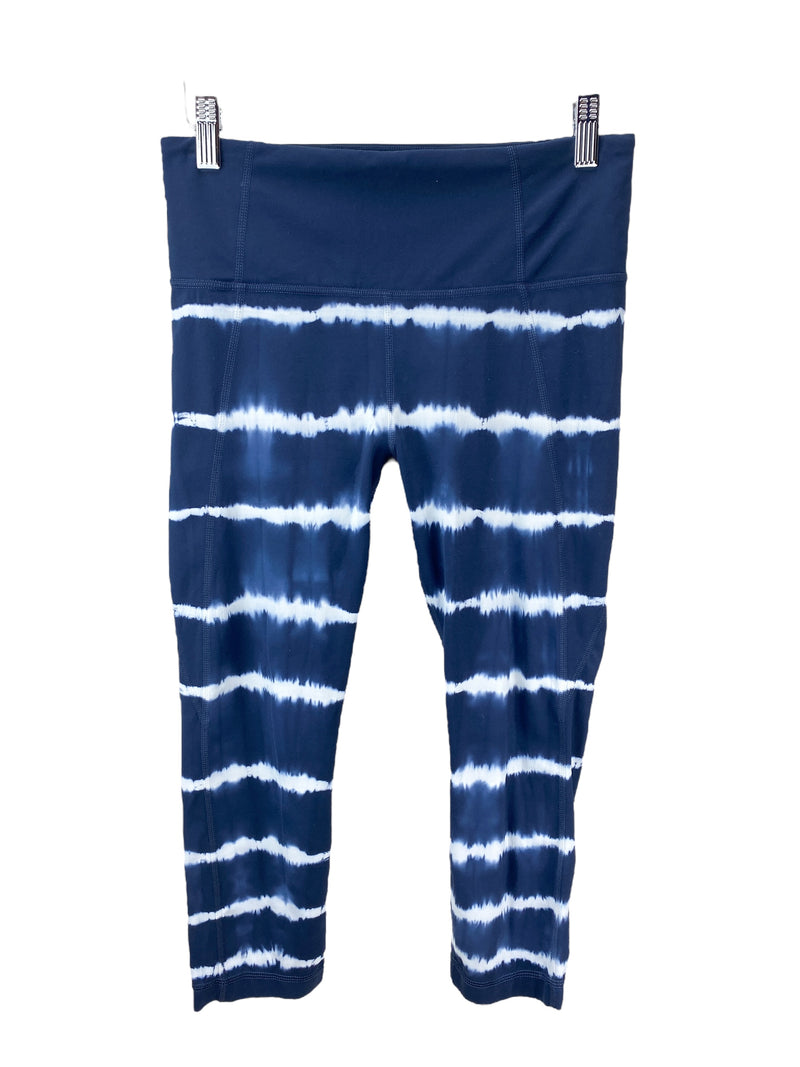 Athleta Women's Salutation Tie Dye Active Capri Legging Navy/White Size M