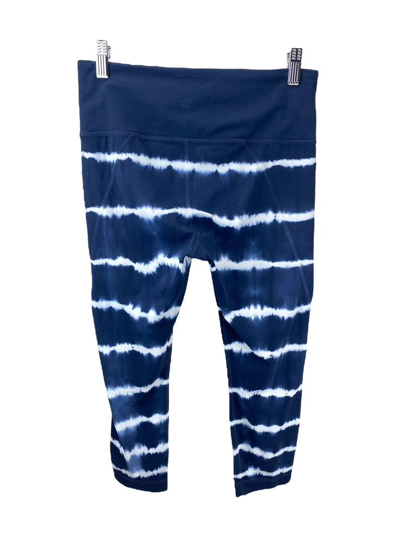 Athleta Women's Salutation Tie Dye Active Capri Legging Navy/White Size M