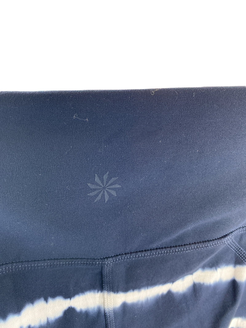 Athleta Women's Salutation Tie Dye Active Capri Legging Navy/White Size M