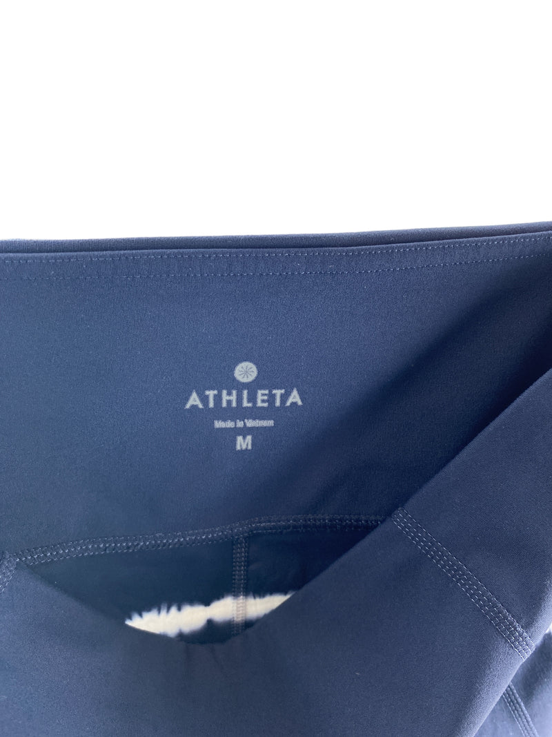 Athleta Women's Salutation Tie Dye Active Capri Legging Navy/White Size M