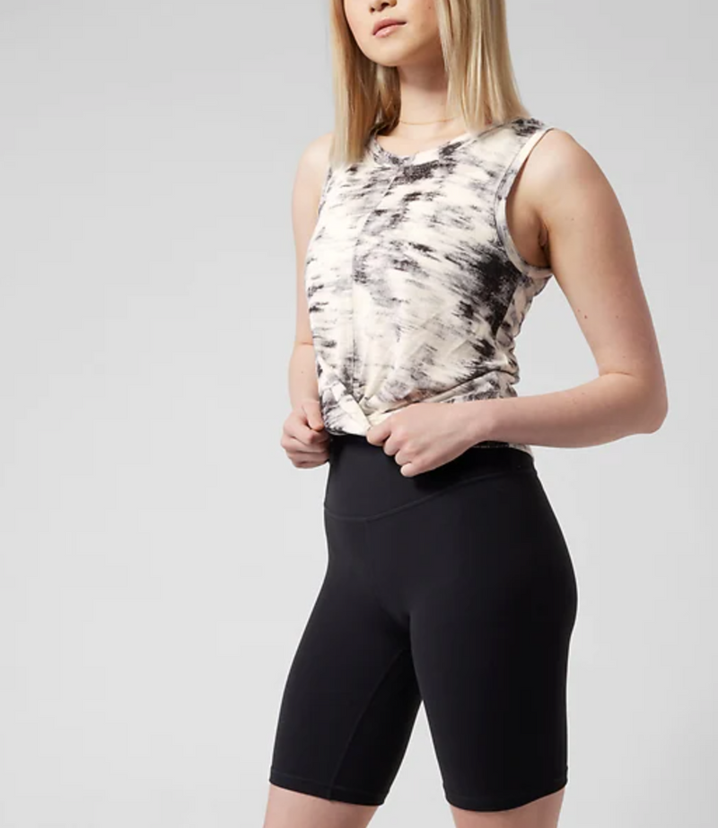 Athleta Inversion Black Printed Sleeveless Breezy Twist Tank Top