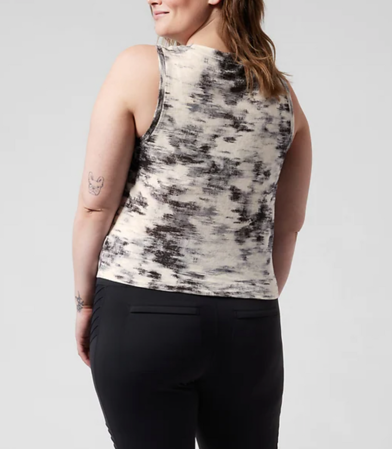 Athleta Inversion Black Printed Sleeveless Breezy Twist Tank Top