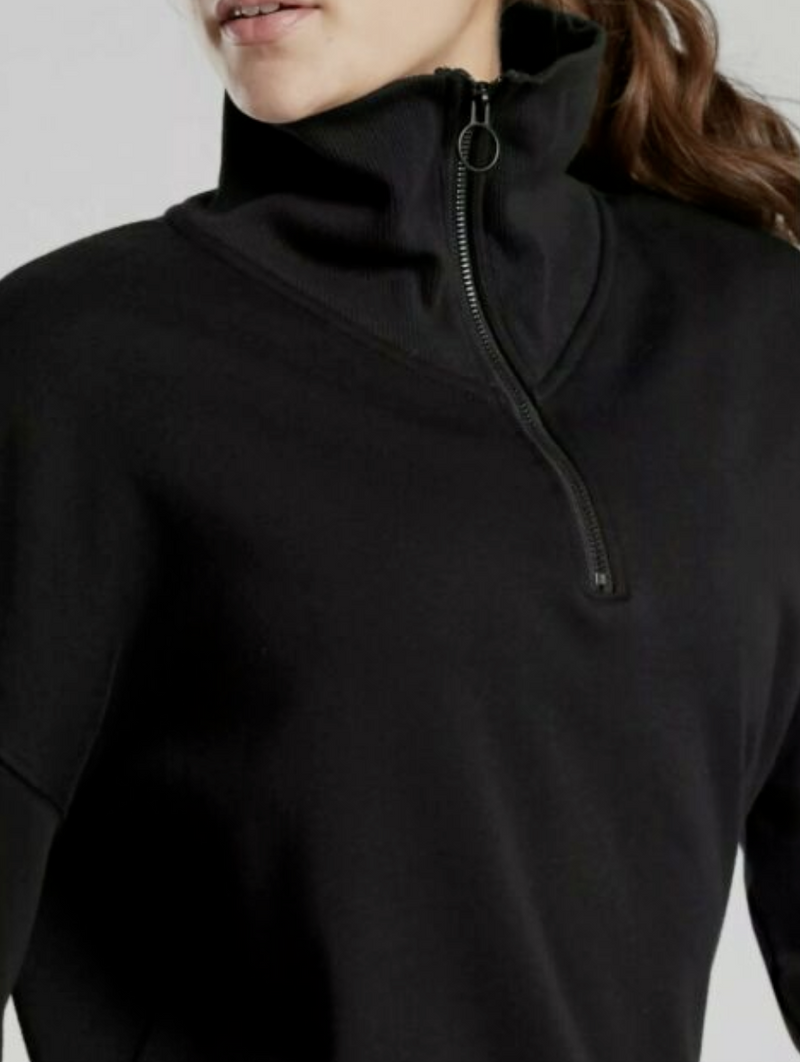 Athleta Black 1/4 Zip Funnel Neck Cozy Karma Sweatshirt